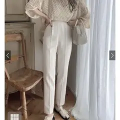 カットジョーゼットセンタープレステーパードパンツ GRL