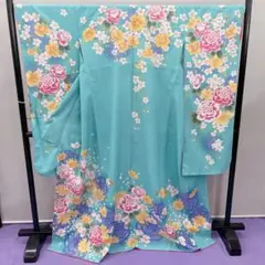 ★3223★ 振袖 H・L アッシュエル 水色 花柄 単品 二十歳のつどい