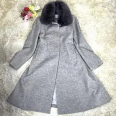 ハロッズ ロングコート アンゴラ フォックスファー 2way L