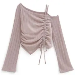 GRL ベアトップ付ワンショルドロストリブトップス[dk1396]