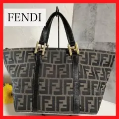 FENDI トートバッグ ハンドバック ズッカ 舟型 金具 ゴールド ブラウン