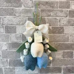 【枯れない花】チューリップスワッグ　枯れない花束　編み物　毛糸花束