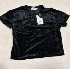 値下げ不可　タグ付　moussy マウジー　新品　ベロア　ブラック　半袖　S