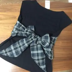 送料込み 匿名配送 未使用 タグ付き ビスチェ Tシャツ リボン 黒 ブラック