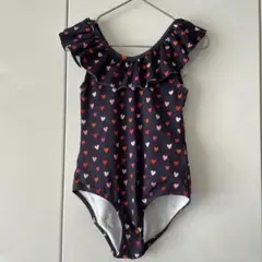 【美品】BONTON ハート柄 フリル付き水着 8号