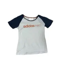 adidas neo ラグランTシャツ ホワイト/ネイビー
