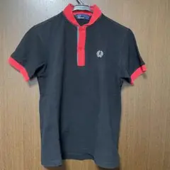 FRED PERRY 黒/赤 ポロシャツ S スタンドカラー