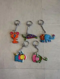 レトロ 動物キャラクター アクリルキーホルダー 5個セット