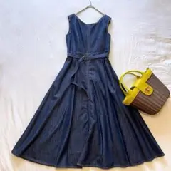 美品♡ アナイ ANAY デニムライクワンピース ノースリーブ ベルト有 S