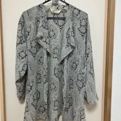 グレー系ペイズリー柄長袖ジャケット L〜LL サンドスリット