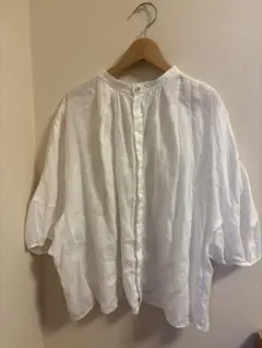 EUROPEAN STYLE SIMPLE ホワイト五分袖シャツ