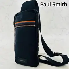 【美品】ポールスミス　ショルダーバッグ　マルチストライプ　ブラック　メンズ