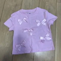 新品未使用　H&M Tシャツ　ピンク　リボン
