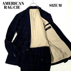 アメリカンラグシー スーツセットアップ カシミヤ混 ペンチェック ネイビー M