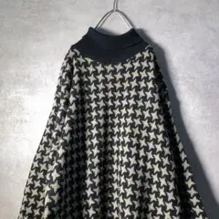 【ヴィンテージ】レトロ 総柄 タートルニットワンピース 古着 used AS94