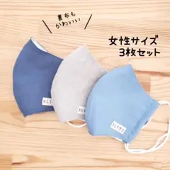 【リネン】中学生〜女性サイズ 立体マスク 3枚セット シンプル ナチュラル 花粉