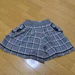ポンポネットジュニアチェック柄 キュロットスカート グレー