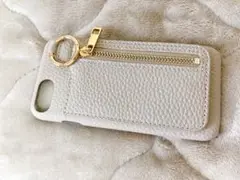 レザー iPhoneSEケース ジッパーポケット付き