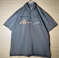 半袖ポロシャツ XL アニマルキャラ刺繍 ゴルフ ゆるだぼ ヴィンテージ 古着