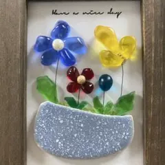 シーグラスアートお花♡。.:＊・゜