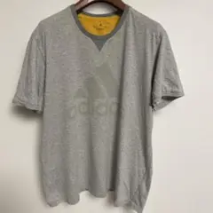 adidas アディダス グレー Vネック Tシャツ XL