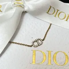 美品 ディオール Dior CDロゴ ブレスレット ゴールド ラインストーン