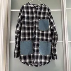 DIESEL チェックジャケット デニムポケット フラワー裏地