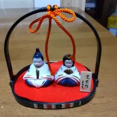 古代彩絵内裏雛　雛人形　 薬師窯　光堂作　陶器お雛様　美品　高級 薬師窯 彩絵花錦雛 香色 | 唐草模様のちょっと大人っぽい陶器の