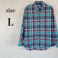 Crocodile クロコダイル　チェック柄ボタンダウンシャツ L