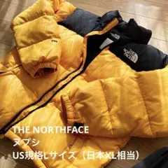US規格 ノースフェイス 700 イエローブラック黒ヌプシダウンジャケット