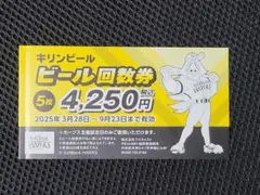 2025年みずほPayPayドーム キリンビール回数券x1冊(5枚分)