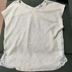 イエロー レース ノースリーブ トップス