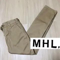 MHL ベージュ チノパン フロントボタン　スキニー　美脚効果