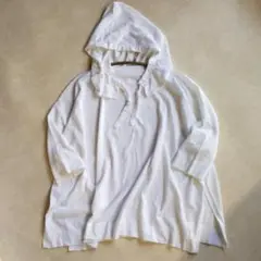 美品☆45R アイスコットンのポンチョフーディ