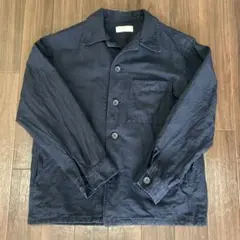 ユニクロ コットンリネンシャツジャケット ネイビー S