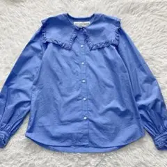 極美品✨シンゾーン コットン フリル セーラーカラー ブラウス 36