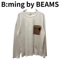 B:ming by BEAMS ホワイト長袖Tシャツ ポケット付き ラフ
