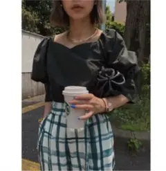 AMERI アメリ2WAY CLOUD SLEEVE TOP ブラウスブラックS