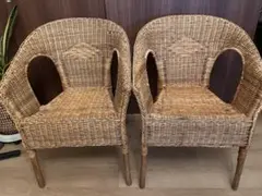IKEA イケア　ラタン製アームチェア 2脚セット