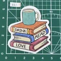 防水ステッカー 本とコーヒーカップ 読書好きデザイン
