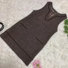 極美品　アンタイトル　ノースリーブワンピース　ブラウン　スキッパー　42 XL