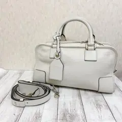 LOEWE アナグラム アマソナ28 白 ホワイト ハンドバッグ ショルダー