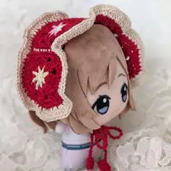 〈レッド×ホワイト〉ぬい服　ヘッドドレス　にじぬい　ちびぐるみ