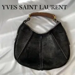 【Yves Saint Laurent】レア物 ハラコ 水牛角ショルダー バック