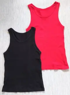 【UNIQLO(ユニクロ)】タンクトップ　黒・赤2枚セット　SサイズMサイズ