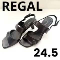 即納 匿名 REGAL ブラックレザー サンダル 24.5cm
