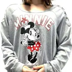 ミニーマウス MINNIE 編み上げ スウェット グレー 灰色 古着