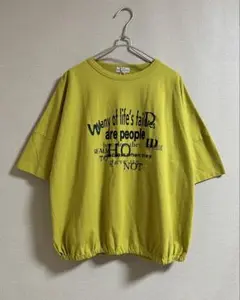 ★新品★GENTIL 刺繍プリント裾ゴムTシャツ(イエロー)