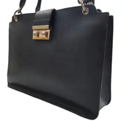 FURLA フルラ メトロポリス ハンドバッグ 金具 レザー ブラック 肩掛け