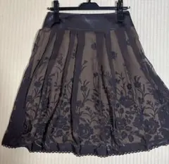 ◆美品◆フラワー刺繍 シアーフレアスカート